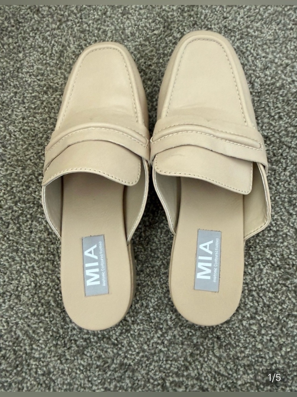 MIA Cream Slip-On Loafer Mules